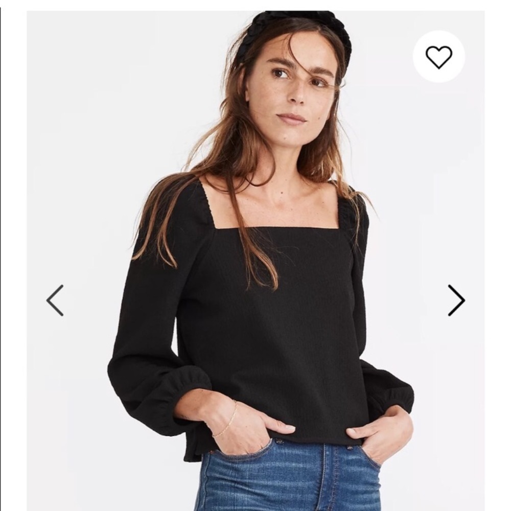 NWT madewell crepe square neck puff sleeve top | small